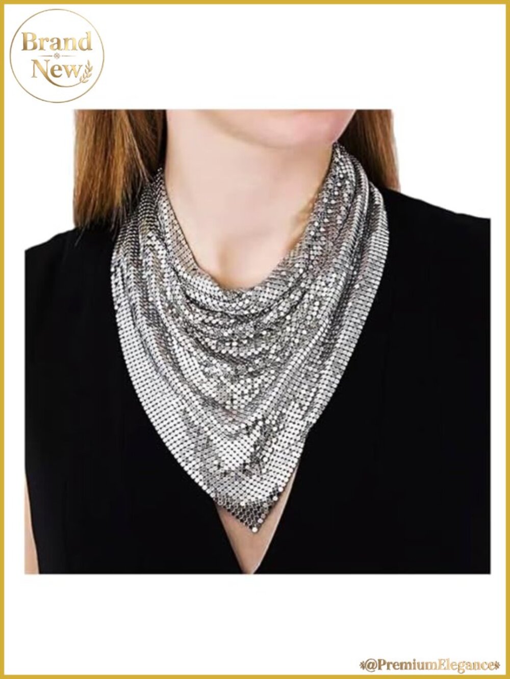 MioCloth Shiny Sequin Metal Scarf Chain for Women Carnival Party Sparkle Neck